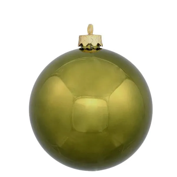 12ct Shiny Olive Green Shatterproof Christmas Ball Ornaments 4" (100mm)