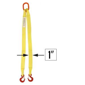 1"x5' (2 ply) Double Leg Nylon Sling w/ Master Link & Sling Hook