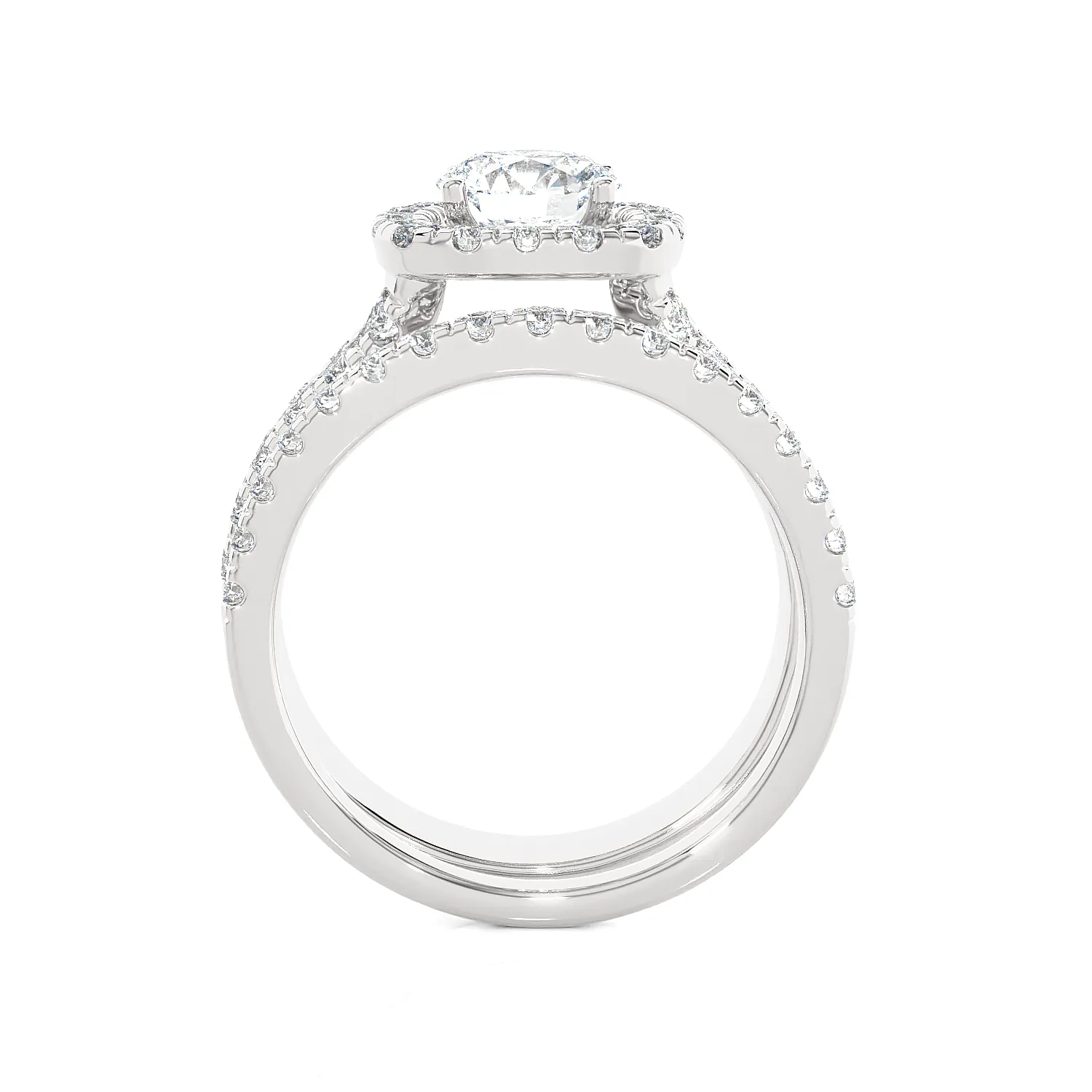 2 1/2 ctw Round Lab Grown Diamond Halo Bridal Set Ring