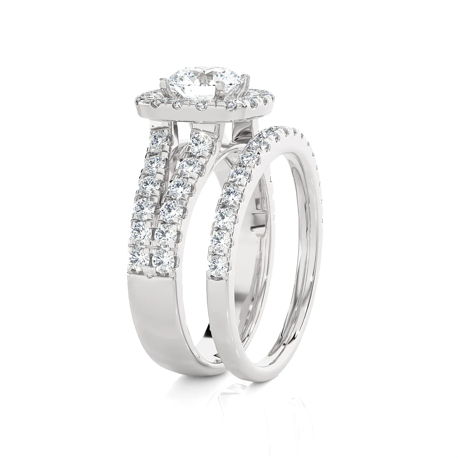 2 1/2 ctw Round Lab Grown Diamond Halo Bridal Set Ring