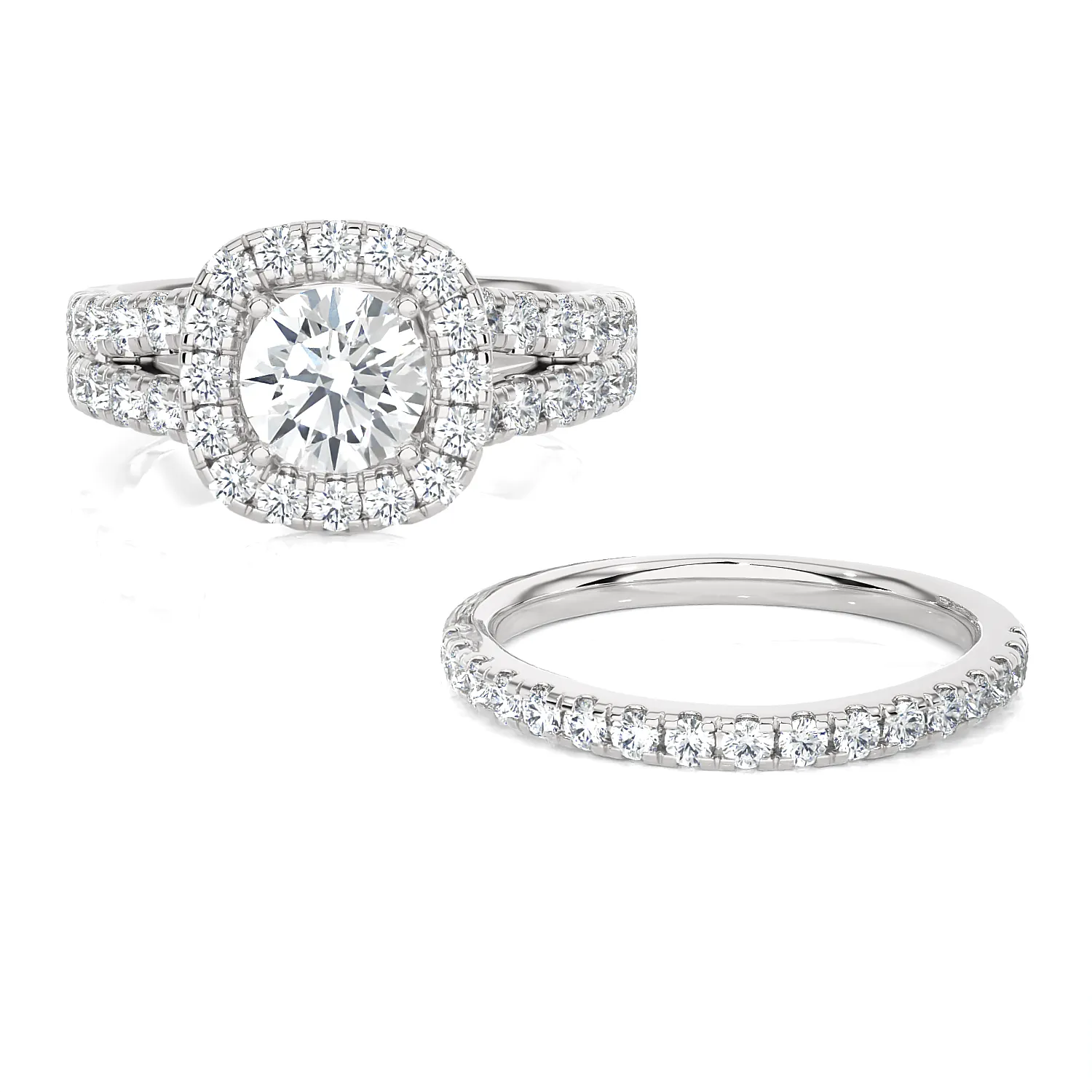 2 1/2 ctw Round Lab Grown Diamond Halo Bridal Set Ring