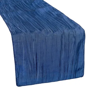 Accordion Crinkle Taffeta Table Runner - Navy Blue