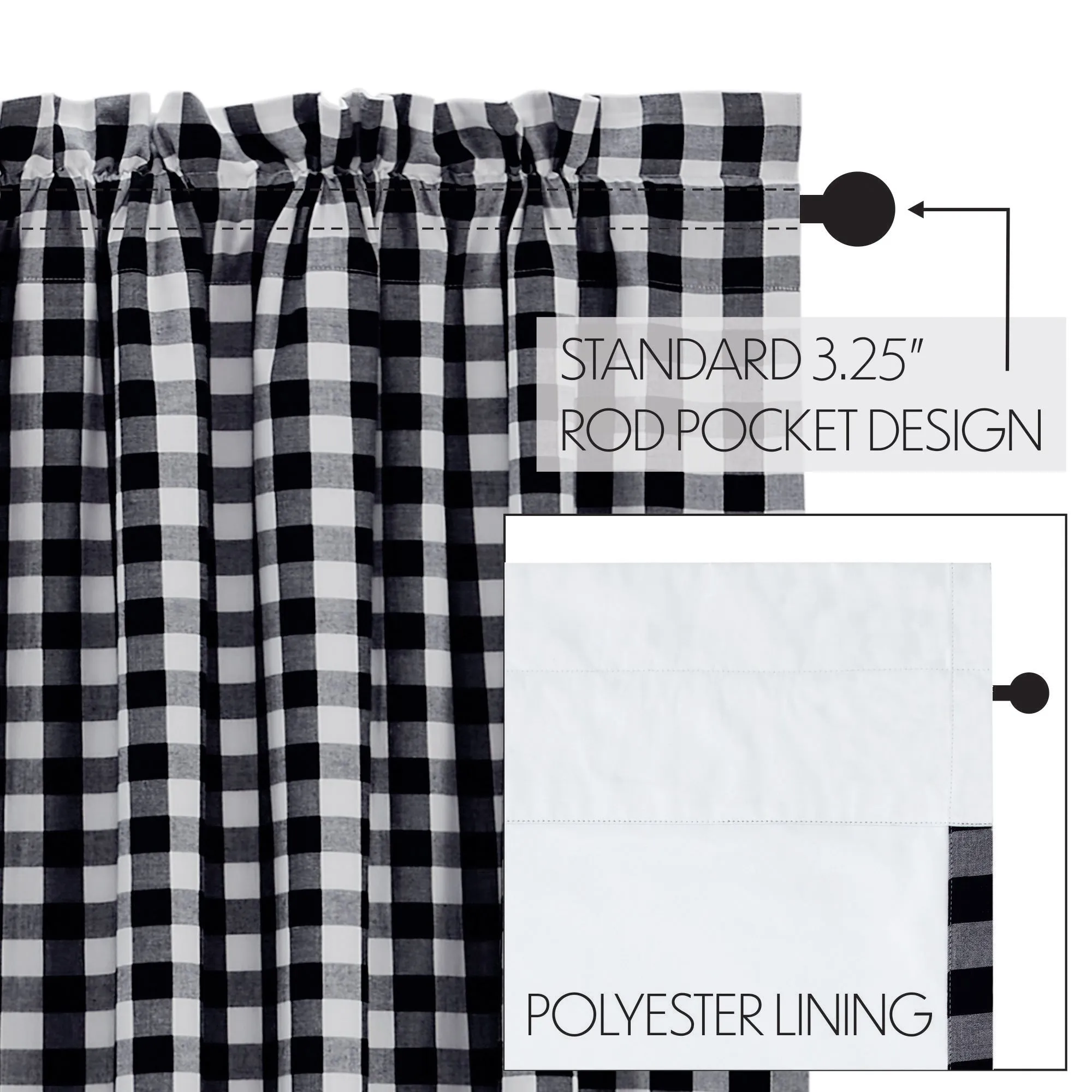 Annie Buffalo Black Check Blackout Panel 84x50, Single Panel