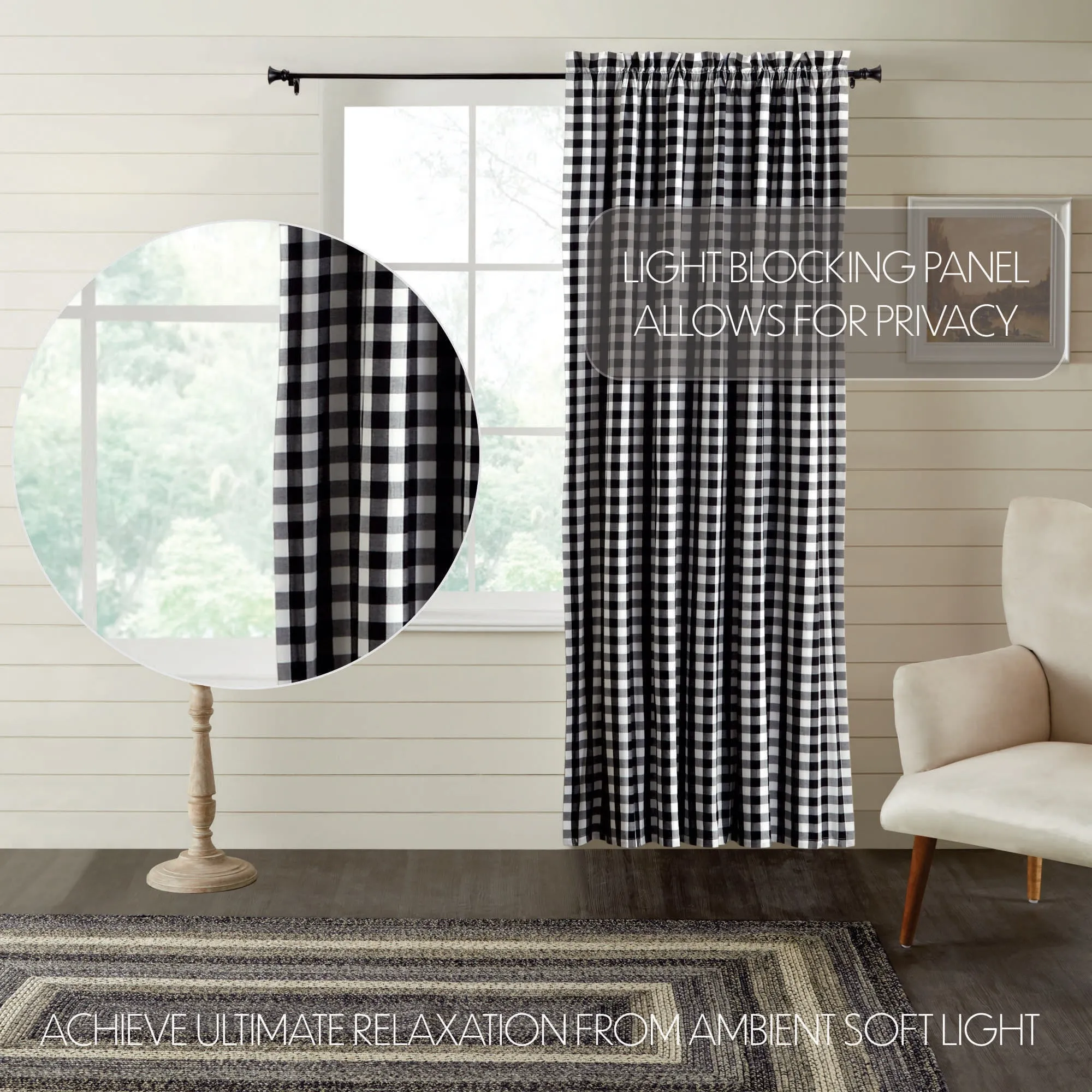 Annie Buffalo Black Check Blackout Panel 84x50, Single Panel