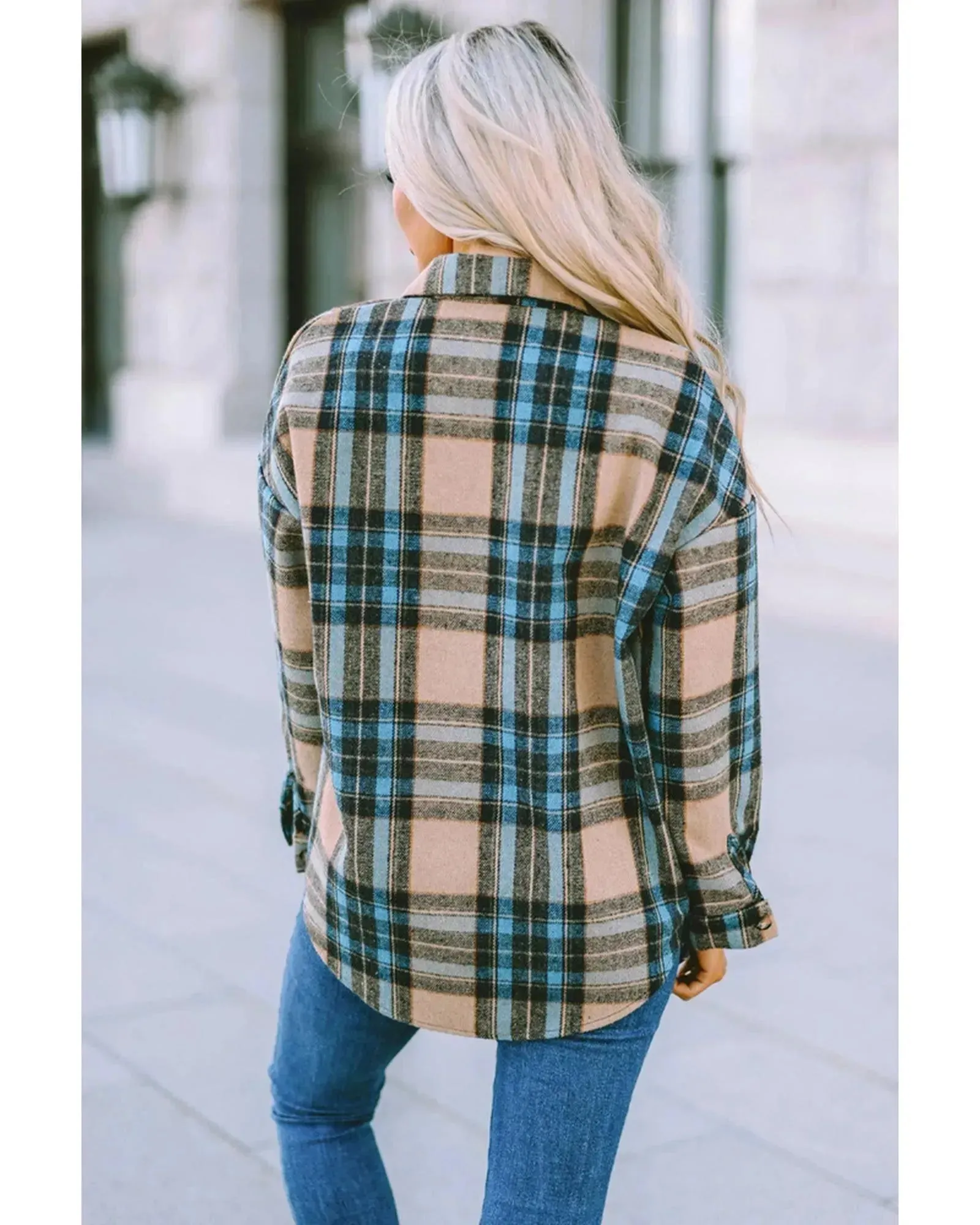 Azura Exchange Color Block Plaid Shirt with Buttoned Details - XL