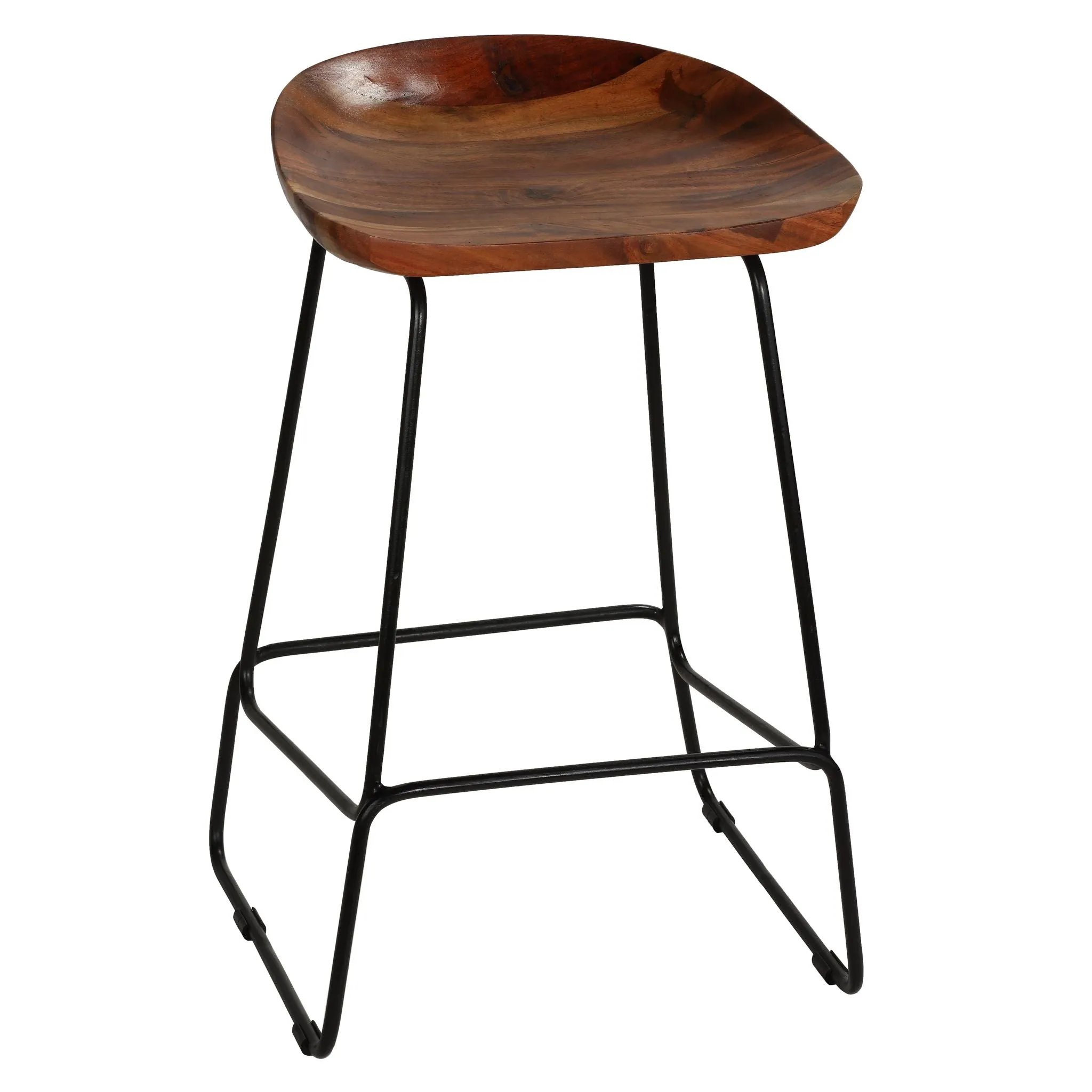 Bare Decor Dumas Solid Wood Barstool 30" Height , Black Metal Base, Set of 2