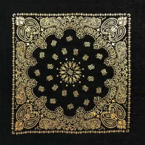 BD2520 Black Gold Metallic Paisley Bandana