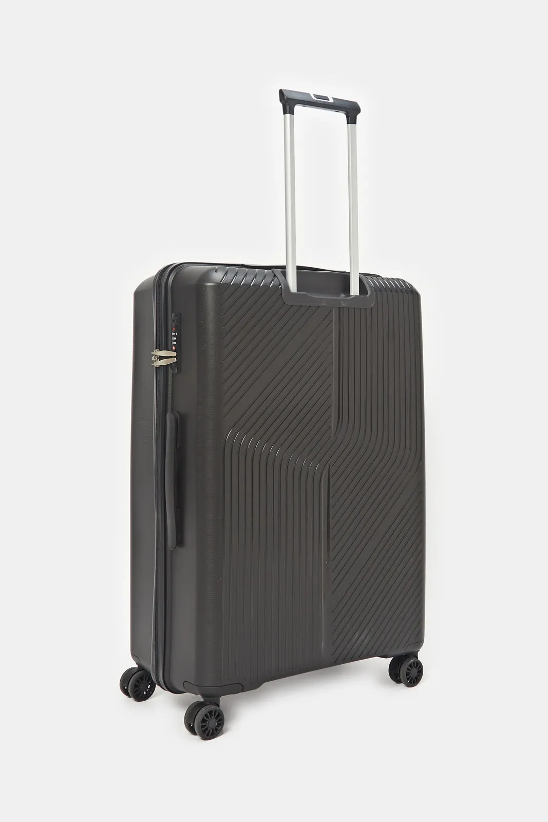 Black Textured Trolley Luggage (24 Inch)