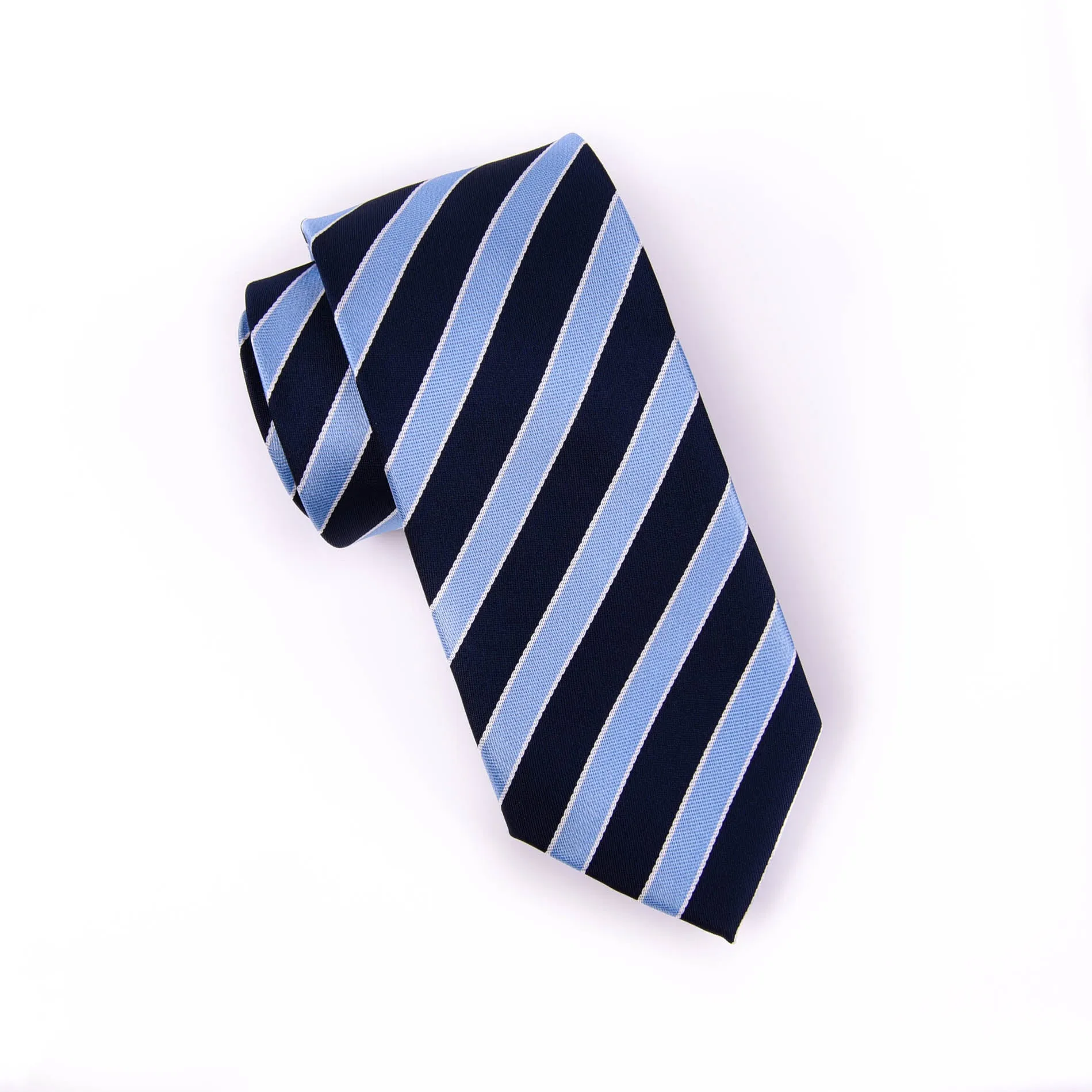 Blue & Navy Boss Formal Business Striped 3 Inch Tie Mens Professional Fashion