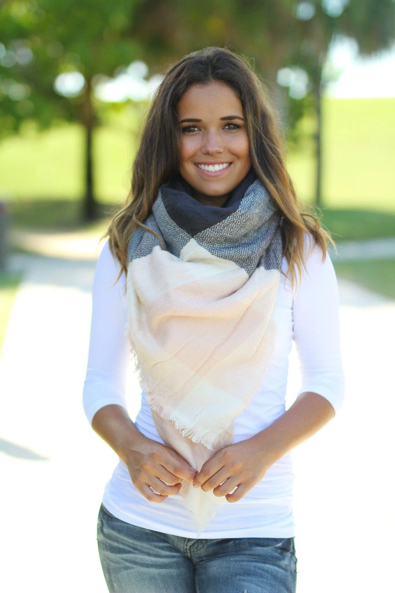 Charcoal and Light Pink Scarf