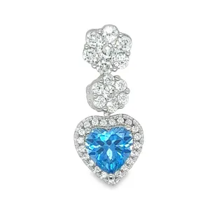 D1610 Blue Heart with CZ Pendant