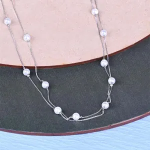 Double Delicate Pearl Necklace