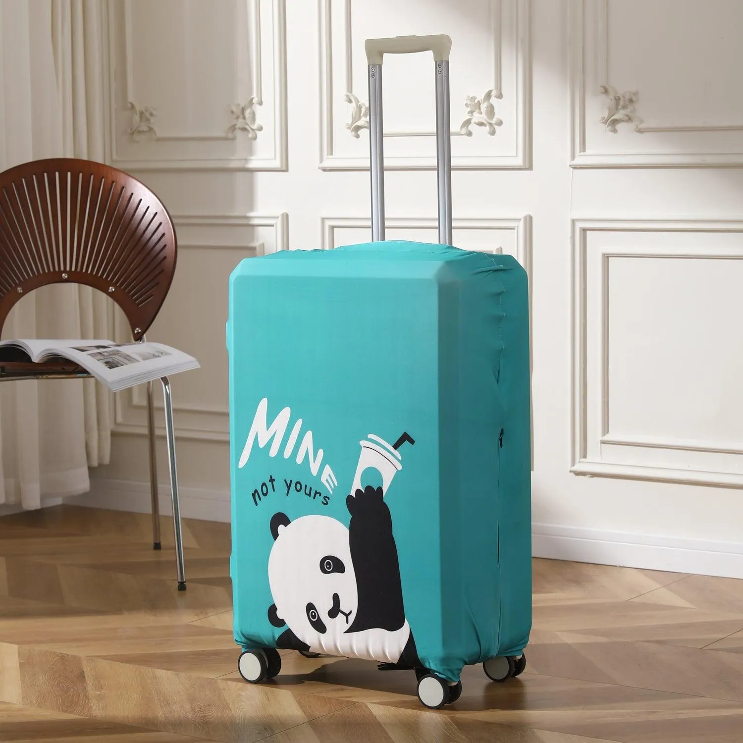 Durable 180 GSM Suitcase Covers S/M/L -Size for Trolley Suitcase, Blue Playful Panda