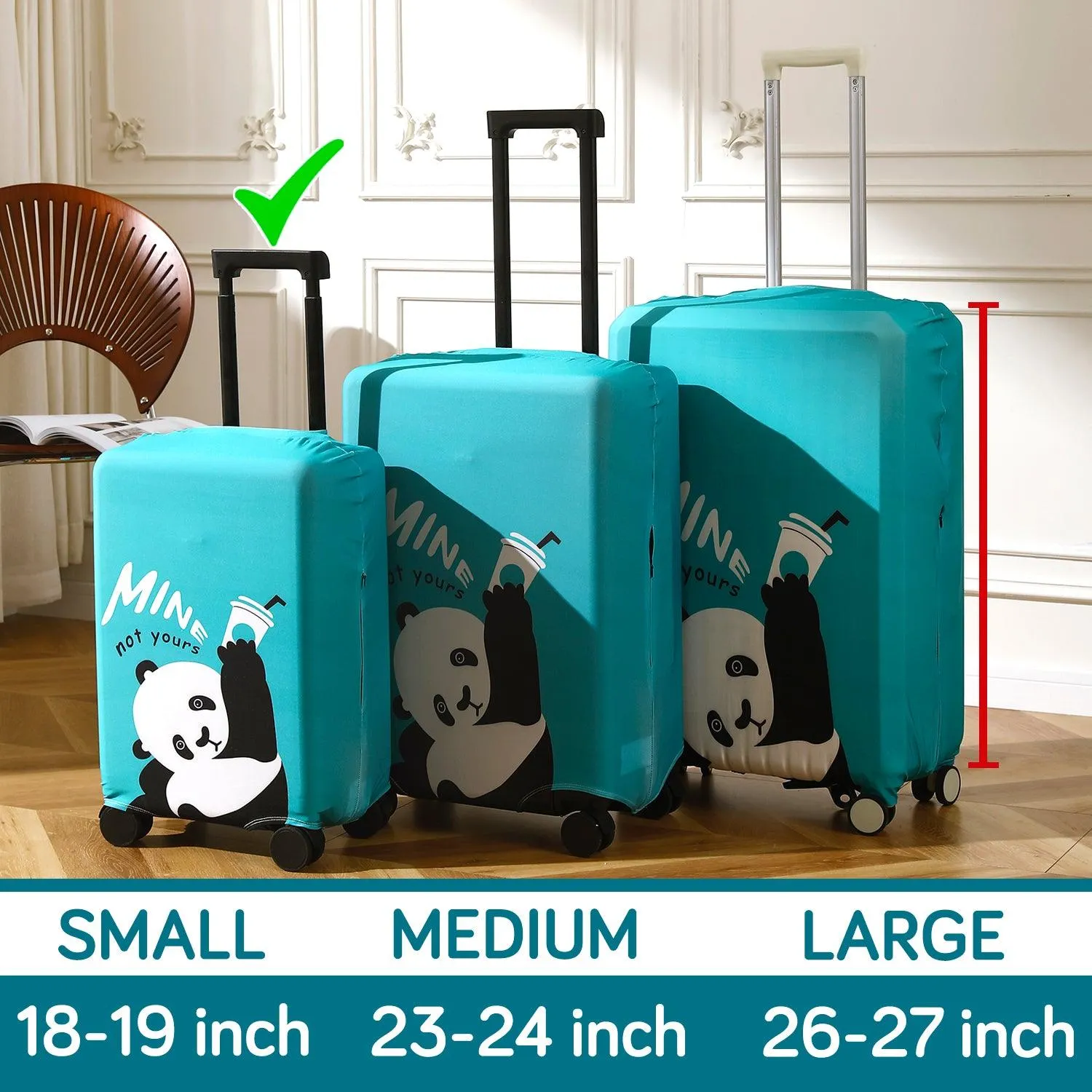 Durable 180 GSM Suitcase Covers S/M/L -Size for Trolley Suitcase, Blue Playful Panda