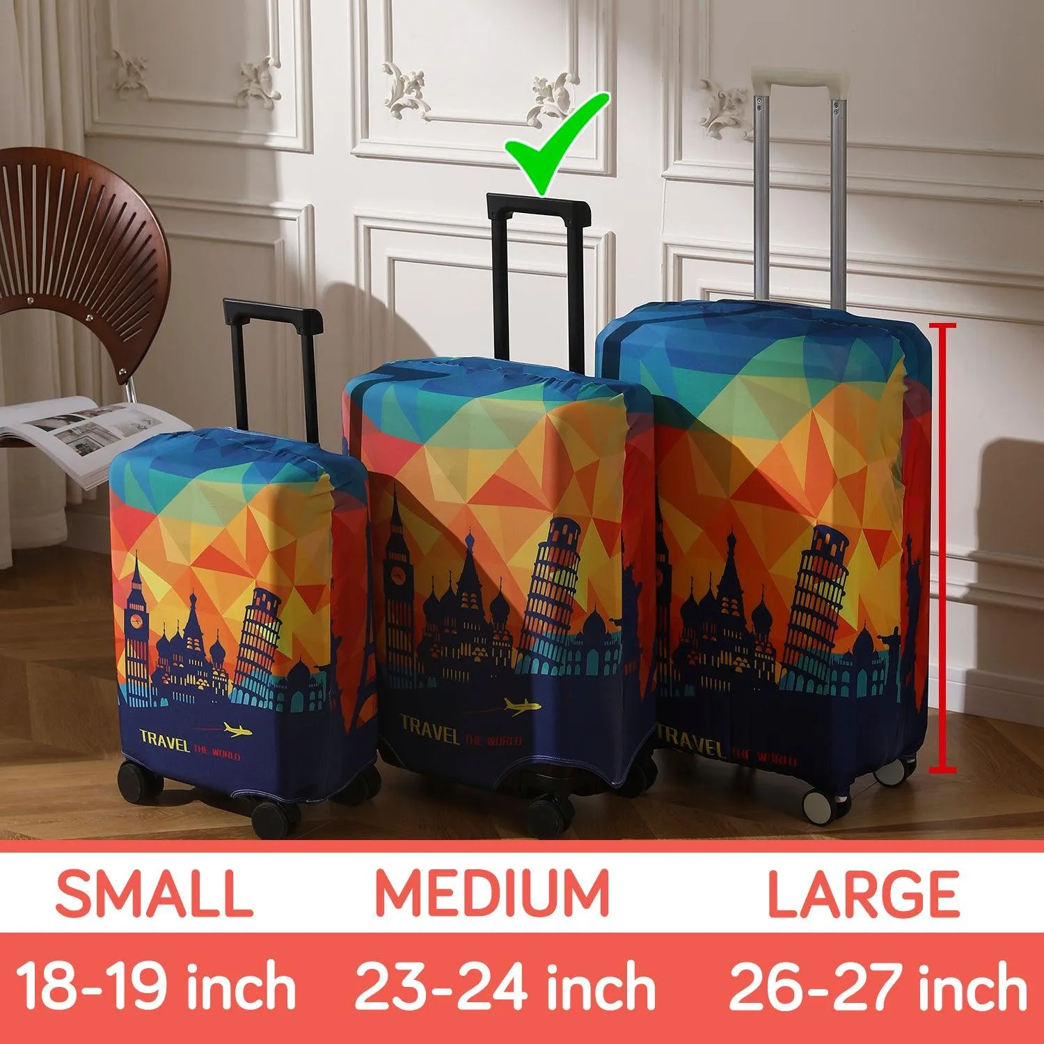 Durable 180 GSM Suitcase Covers S/M/L -Size for Trolley Suitcase, Multicolor Across Globe