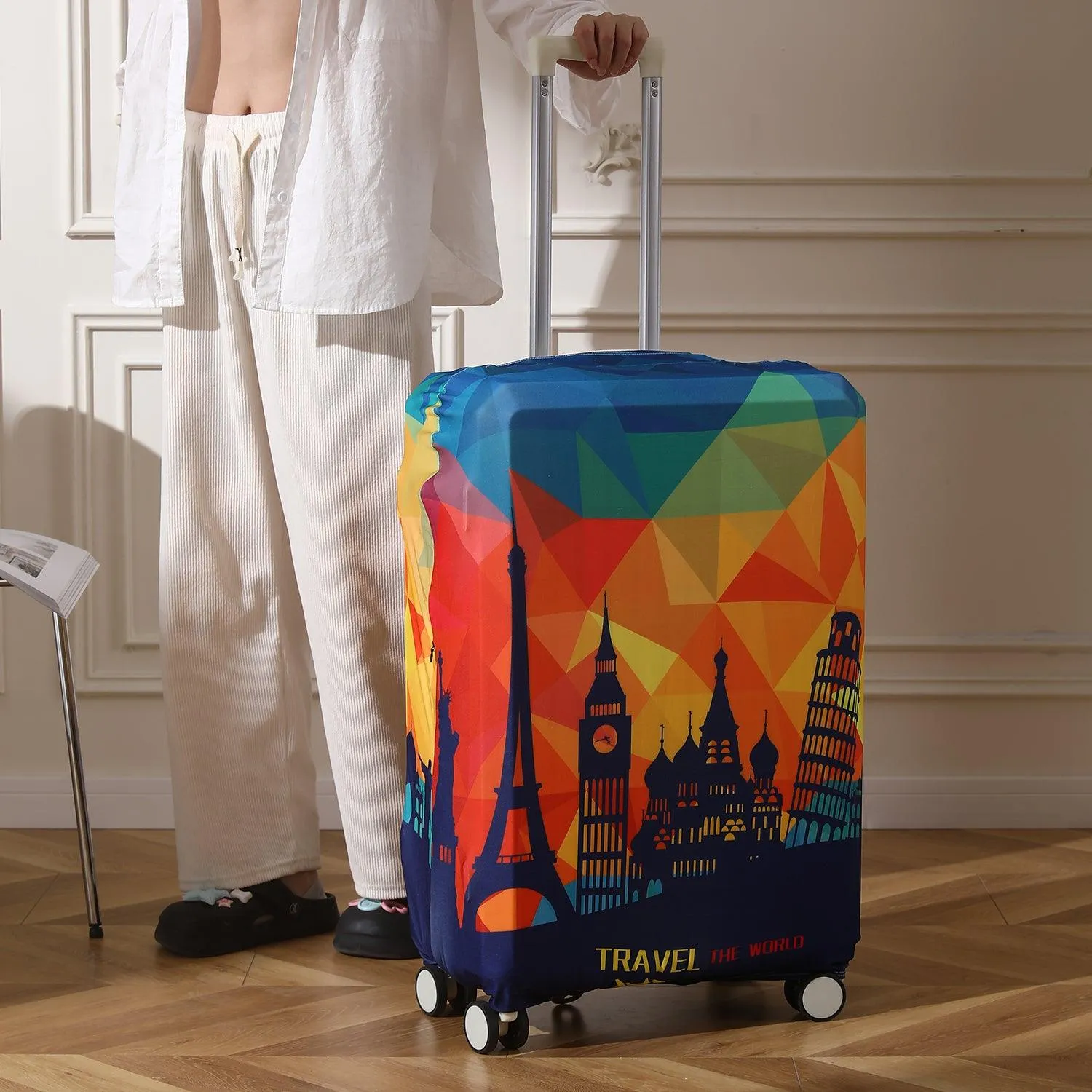 Durable 180 GSM Suitcase Covers S/M/L -Size for Trolley Suitcase, Multicolor Across Globe