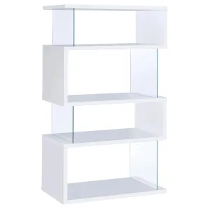 Emelle 4-tier Bookcase White and Clear