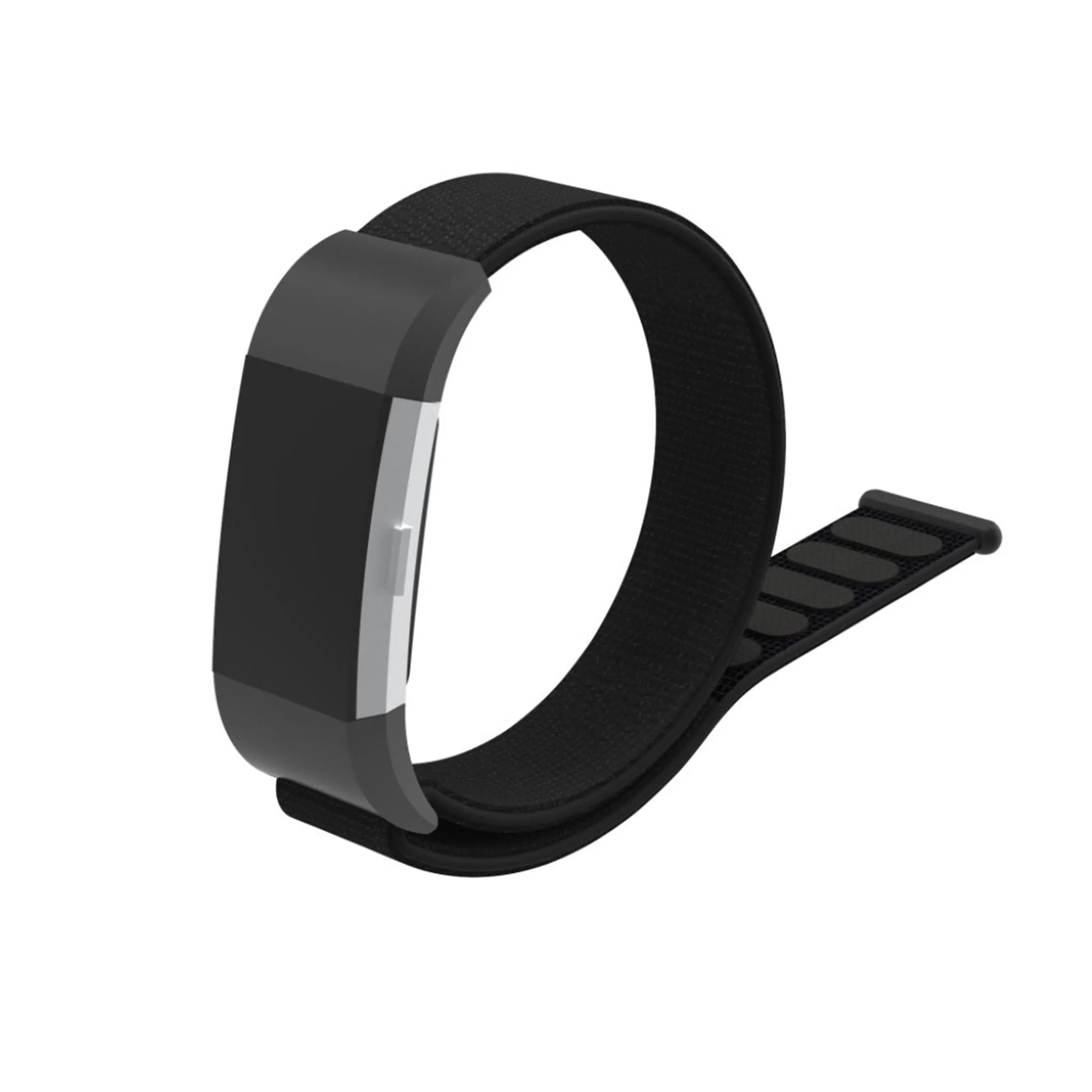 Fitbit Charge 2 velcro closure flexible nylon watch strap replacement - Black