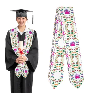 Geometric Floral Fall White Graduation Stole