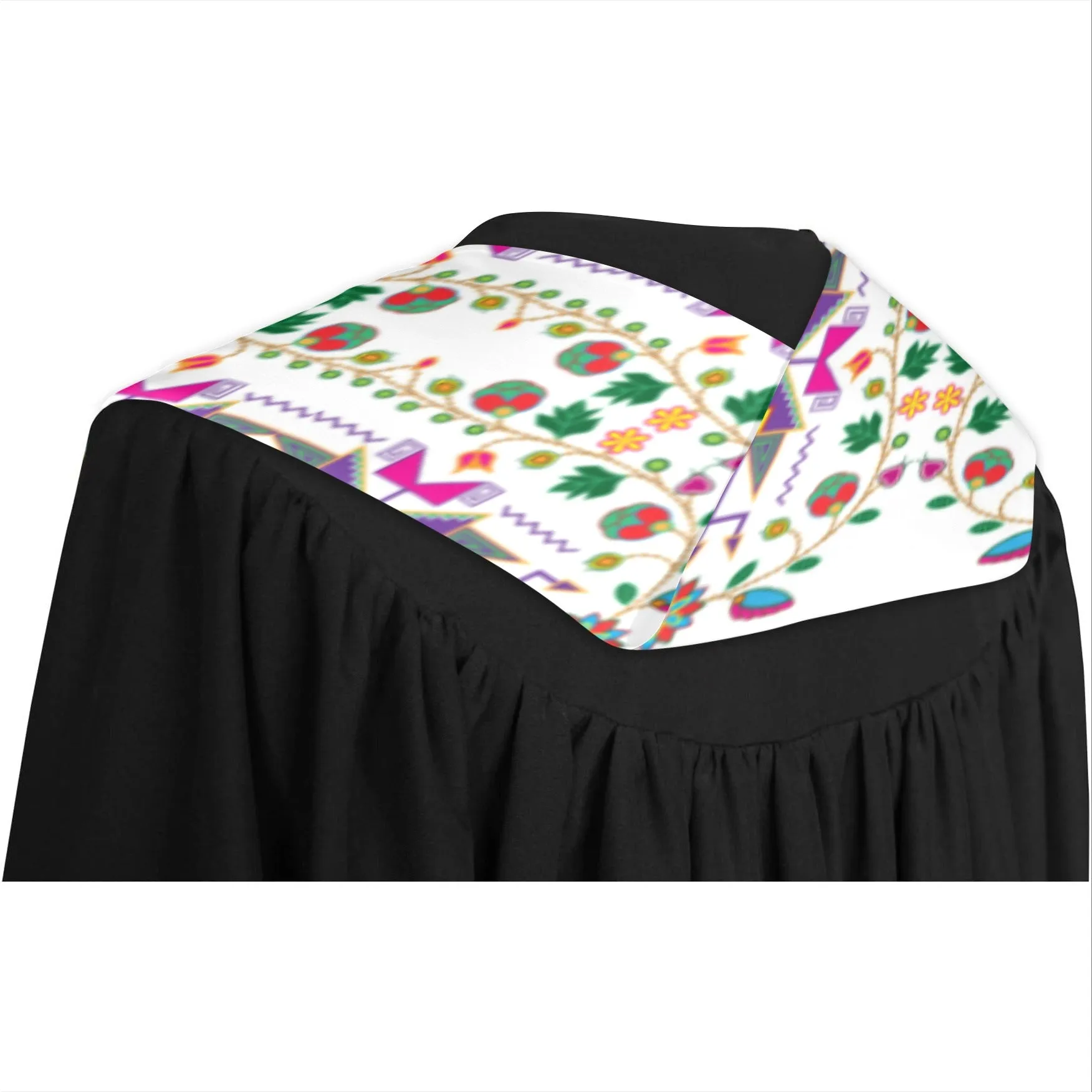 Geometric Floral Fall White Graduation Stole