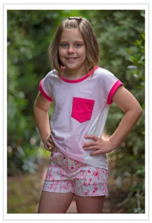 Girls summer shorts sewing pattern SANDY BAY SHORTS, sizes 2 to 14 years