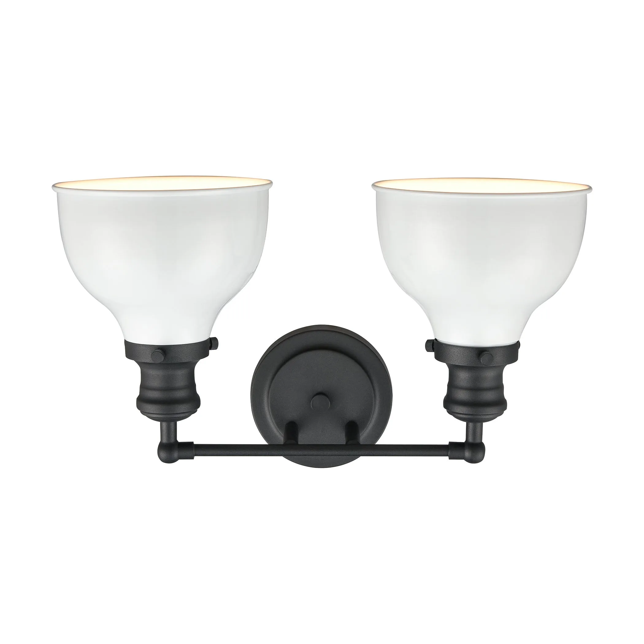 Haralson 17" 2 Light Vanity Light in Enamel White Metal Shade & Charcoal