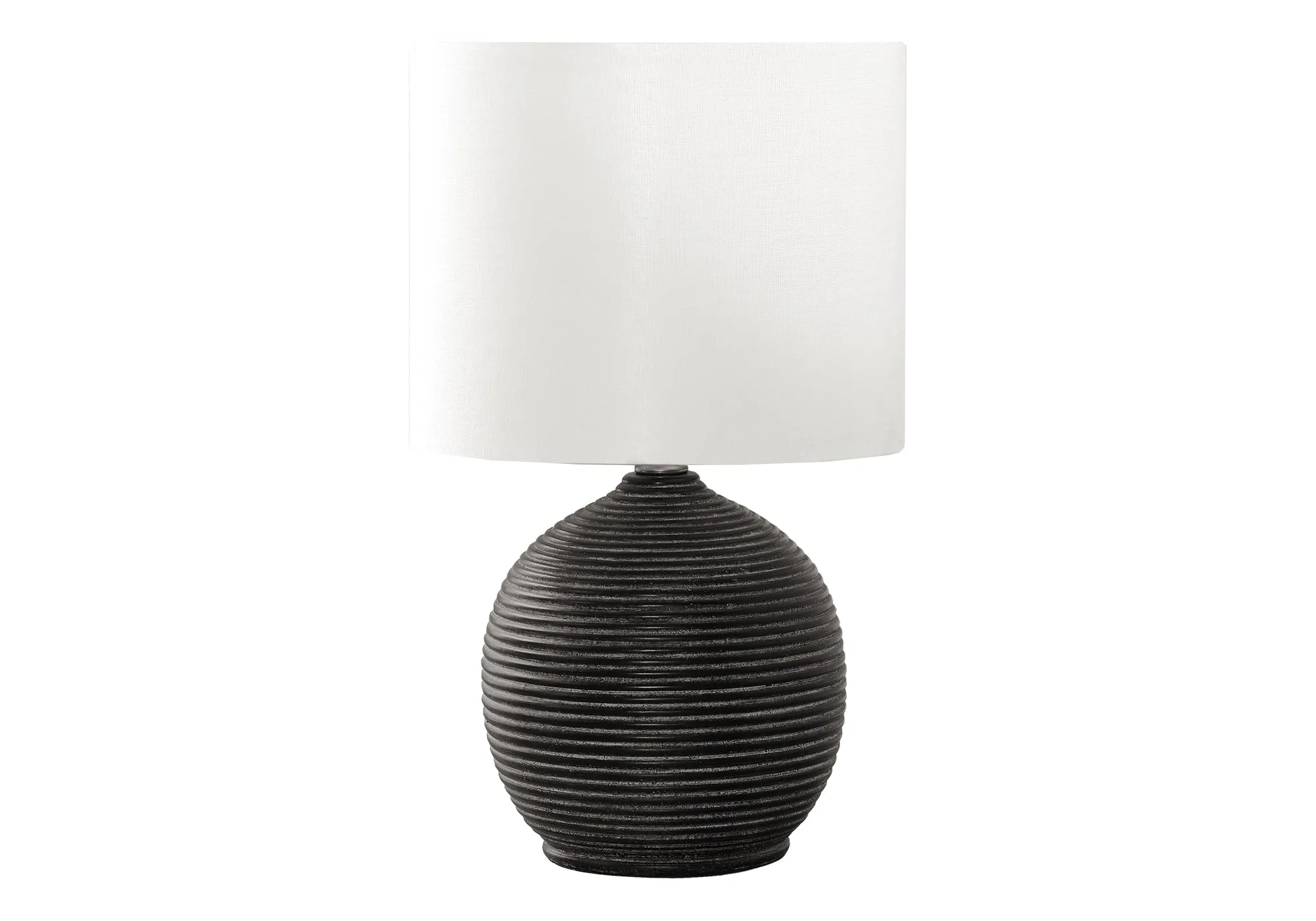 Lighting, 16"h, Black Resin, Ivory / Cream Shade, Contemporary