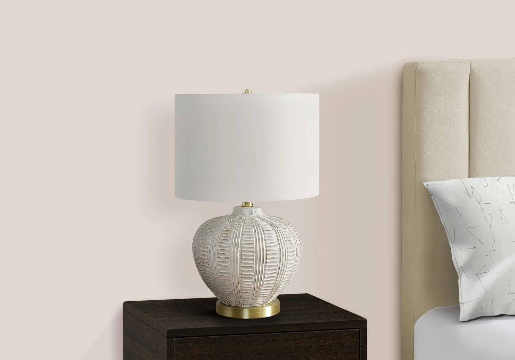 Lighting, 21"h, Table Lamp, Ivory / Cream Shade, Cream Resin, Transitional