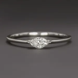 MARQUISE CUT EAST WEST DIAMOND SOLITAIRE RING PROMISE ENGAGEMENT 14k WHITE GOLD