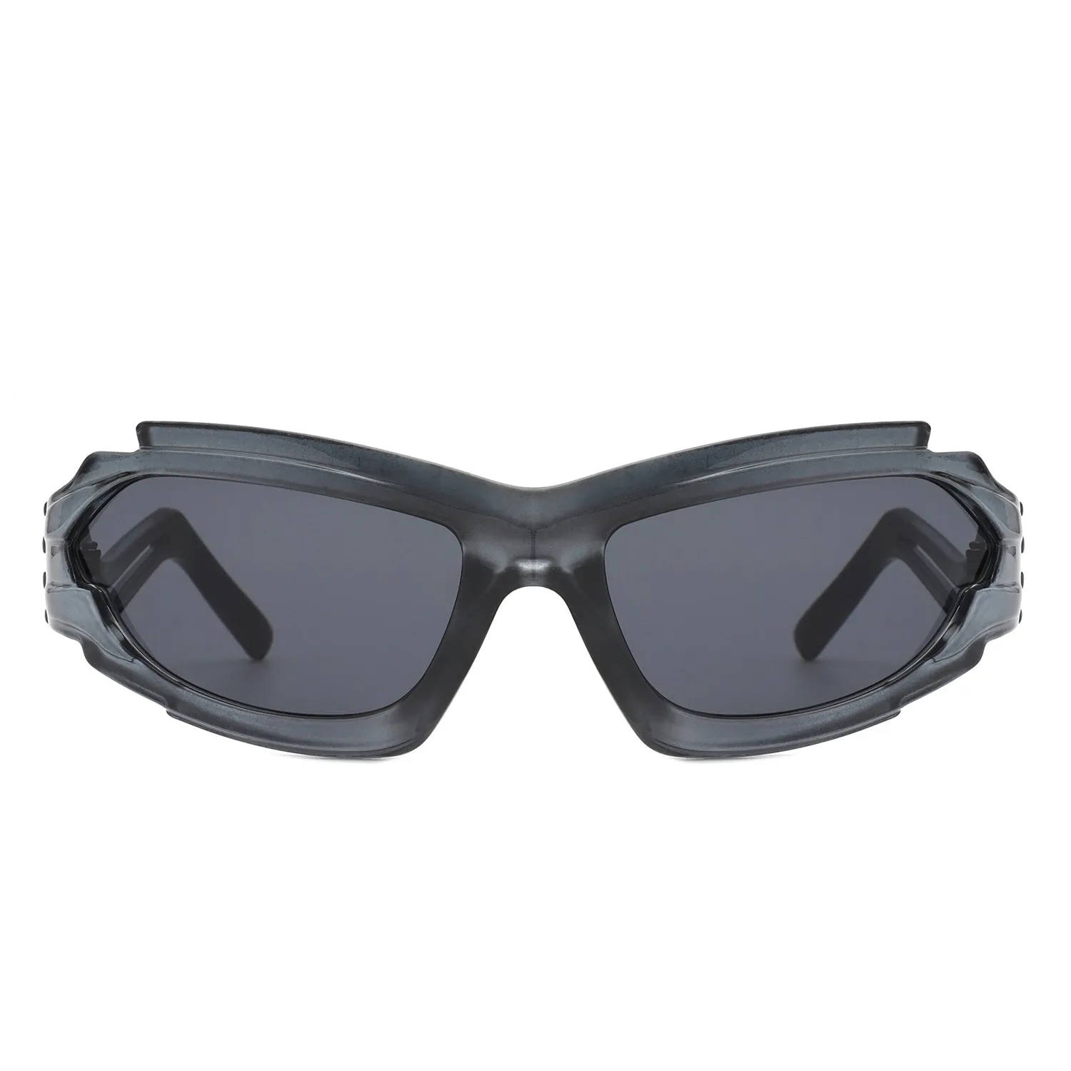 Moonhaze - Futuristic Rectangle Sport Wrap Around Sunglasses