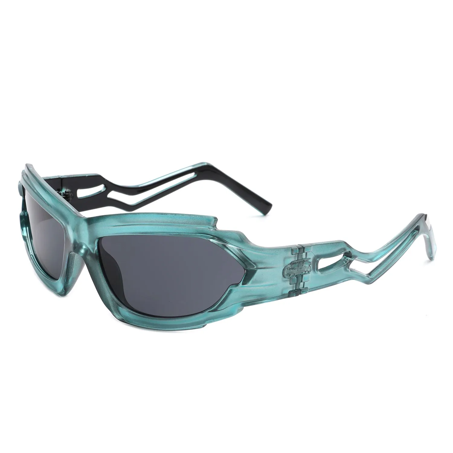 Moonhaze - Futuristic Rectangle Sport Wrap Around Sunglasses