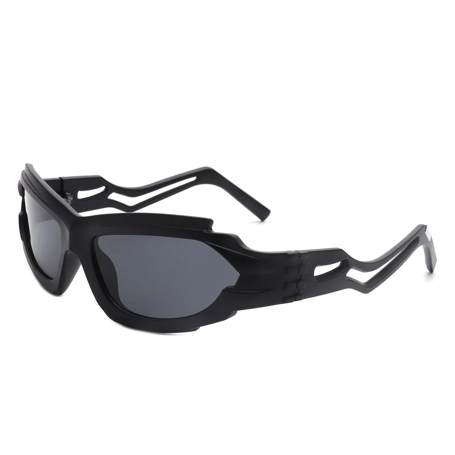 Moonhaze - Futuristic Rectangle Sport Wrap Around Sunglasses