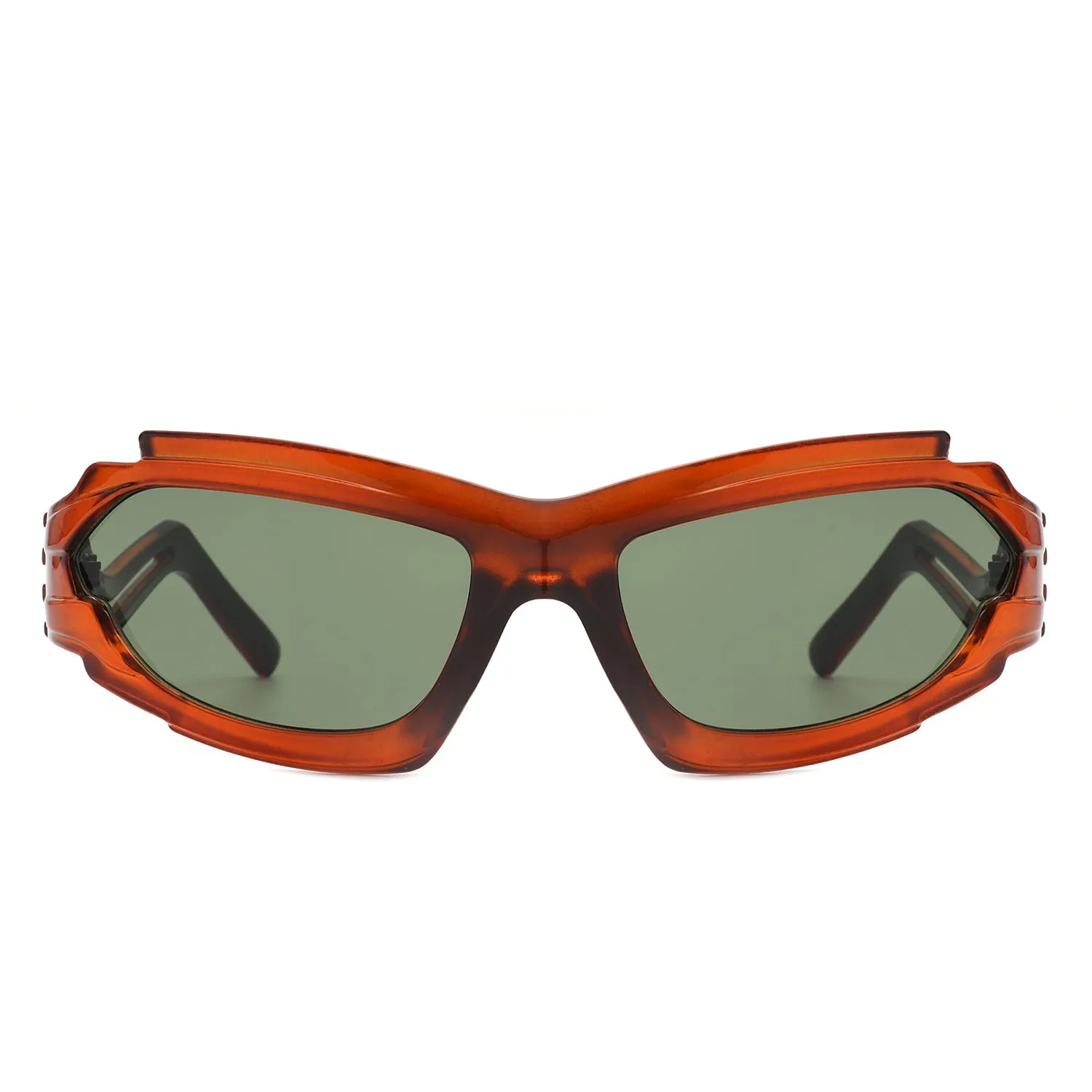 Moonhaze - Futuristic Rectangle Sport Wrap Around Sunglasses