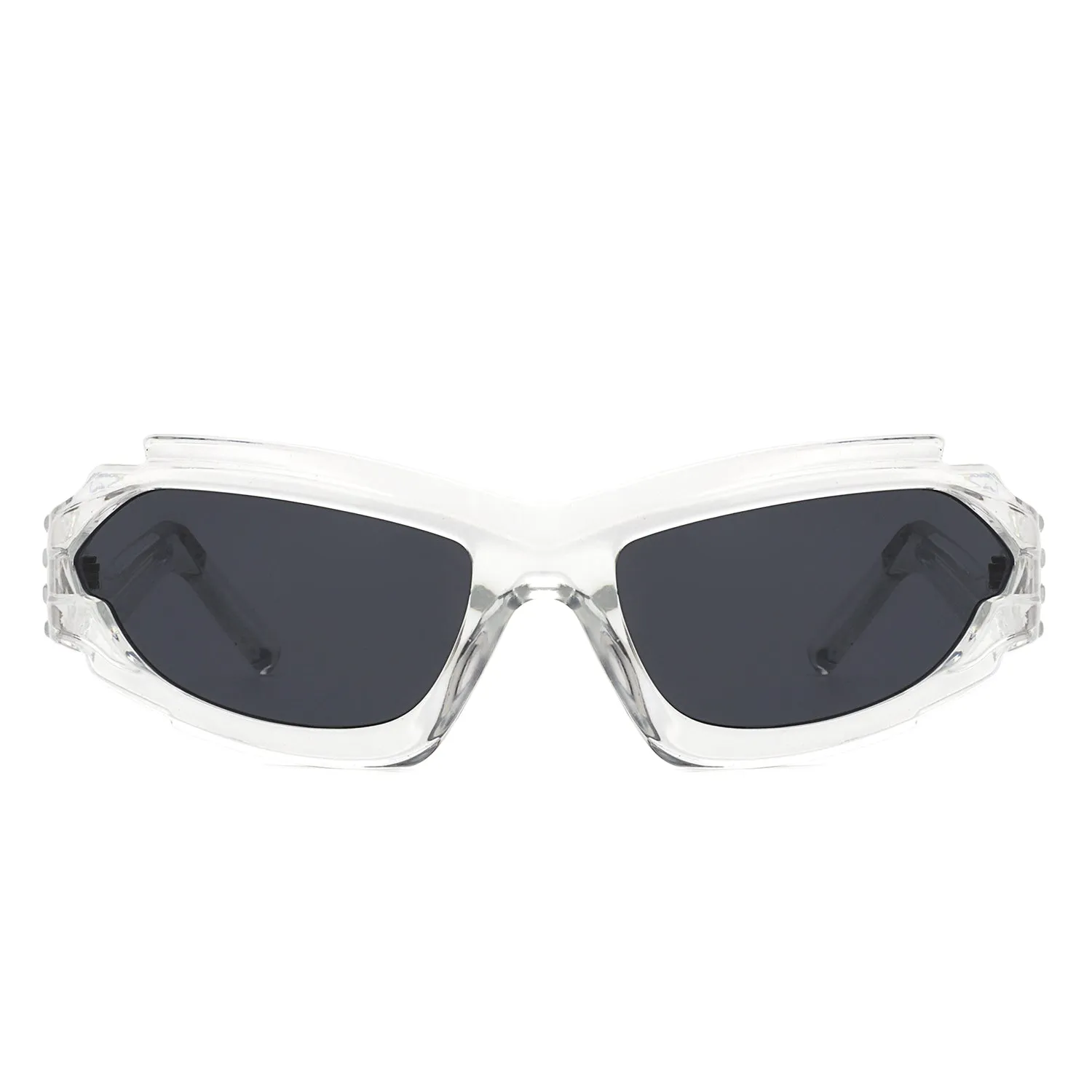 Moonhaze - Futuristic Rectangle Sport Wrap Around Sunglasses