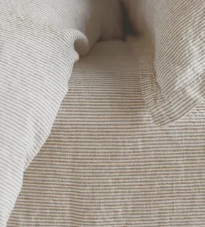 Natural Sid Stripe 100% Linen Fitted Sheet