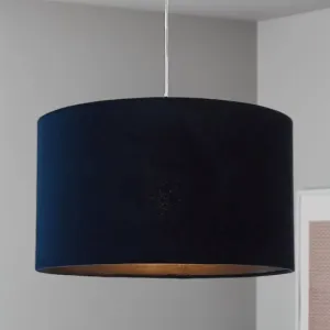 Navy Blue Velvet Drum Shade 35cm