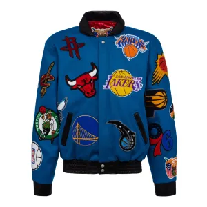 NBA COLLAGE WOOL & LEATHER JACKET Teal