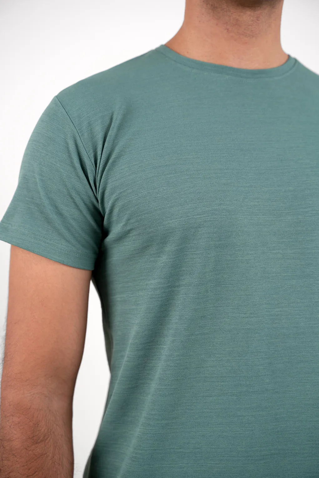 Olive Green Crew Neck Tshirt - ProStretch Classic Tshirt For ManTee