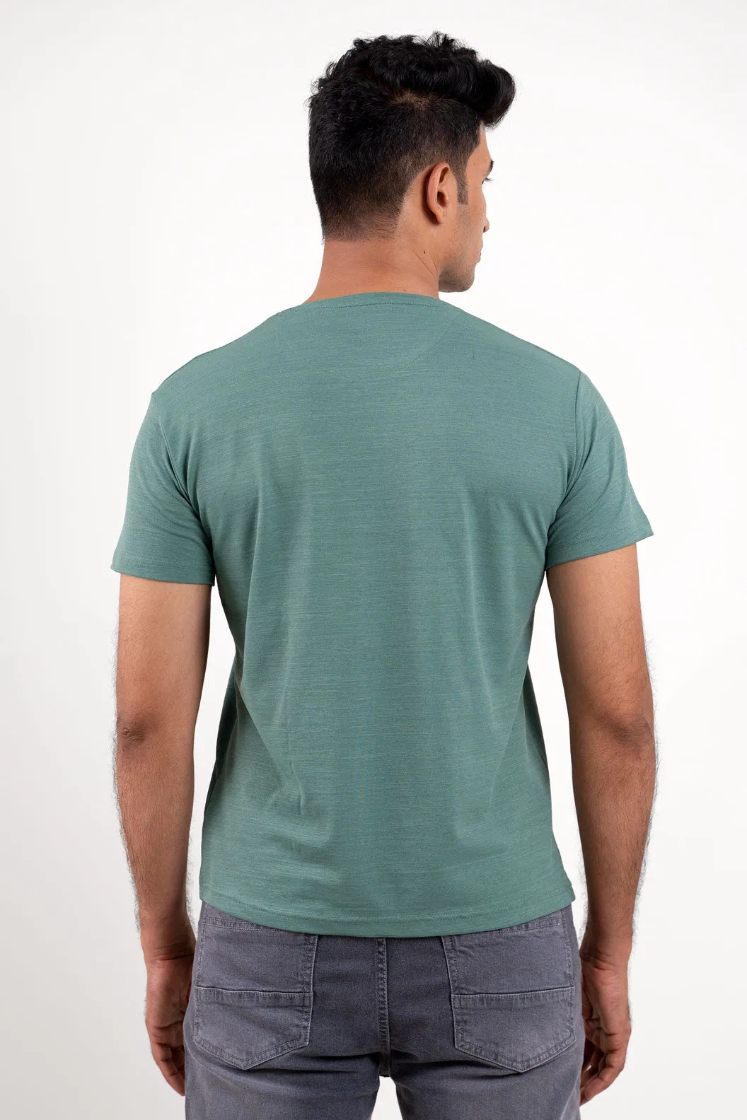 Olive Green Crew Neck Tshirt - ProStretch Classic Tshirt For ManTee