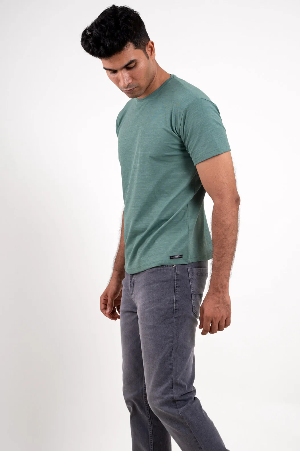 Olive Green Crew Neck Tshirt - ProStretch Classic Tshirt For ManTee