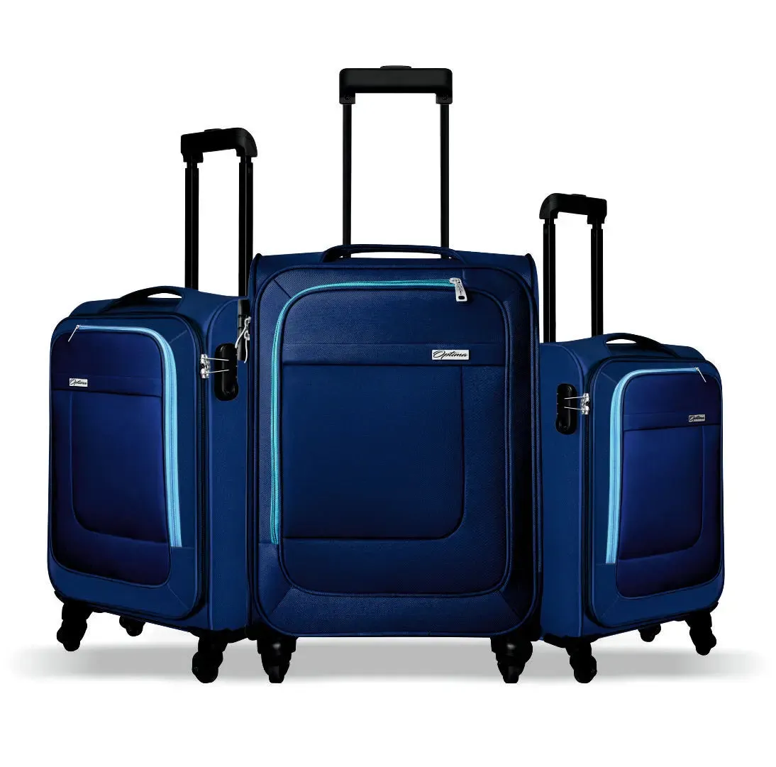 Optima Prion Softside Expandable Roller Luggage, 3-Piece Set (20/24/28)