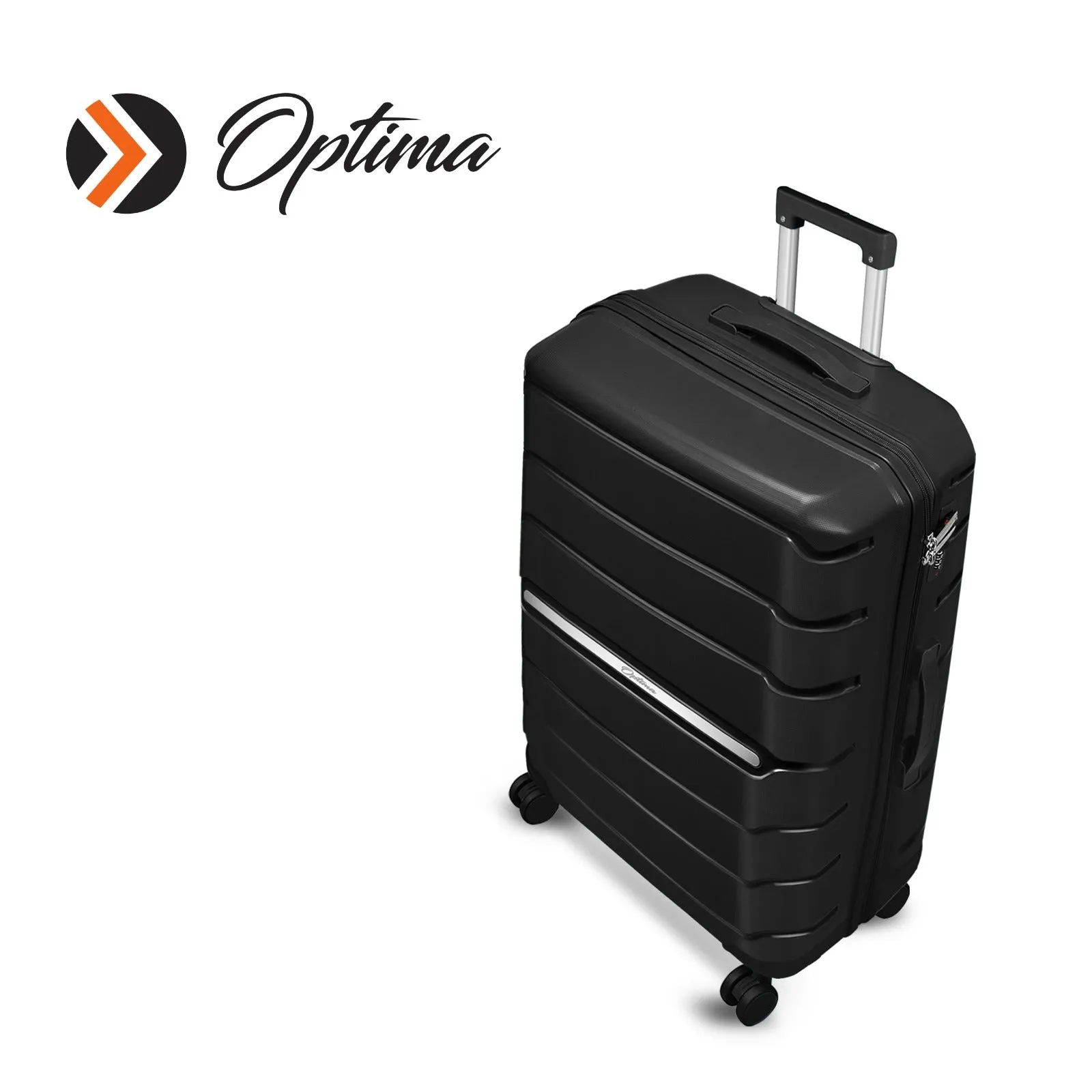 OPTIMA Zenith Hardside Luggage with Spinners, 2PC SET (Carry-on/Medium) (Black)