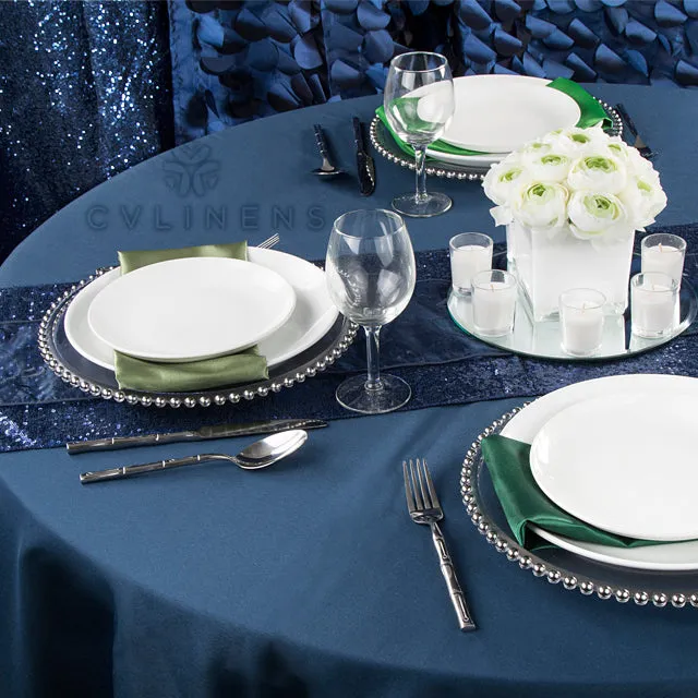 Polyester 120" Round Tablecloth - Navy Blue