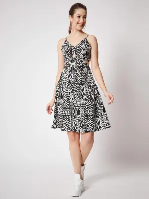 Printed Crepe Fit & Flare Dress