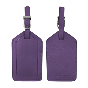 Purple Leather Luggage Tag