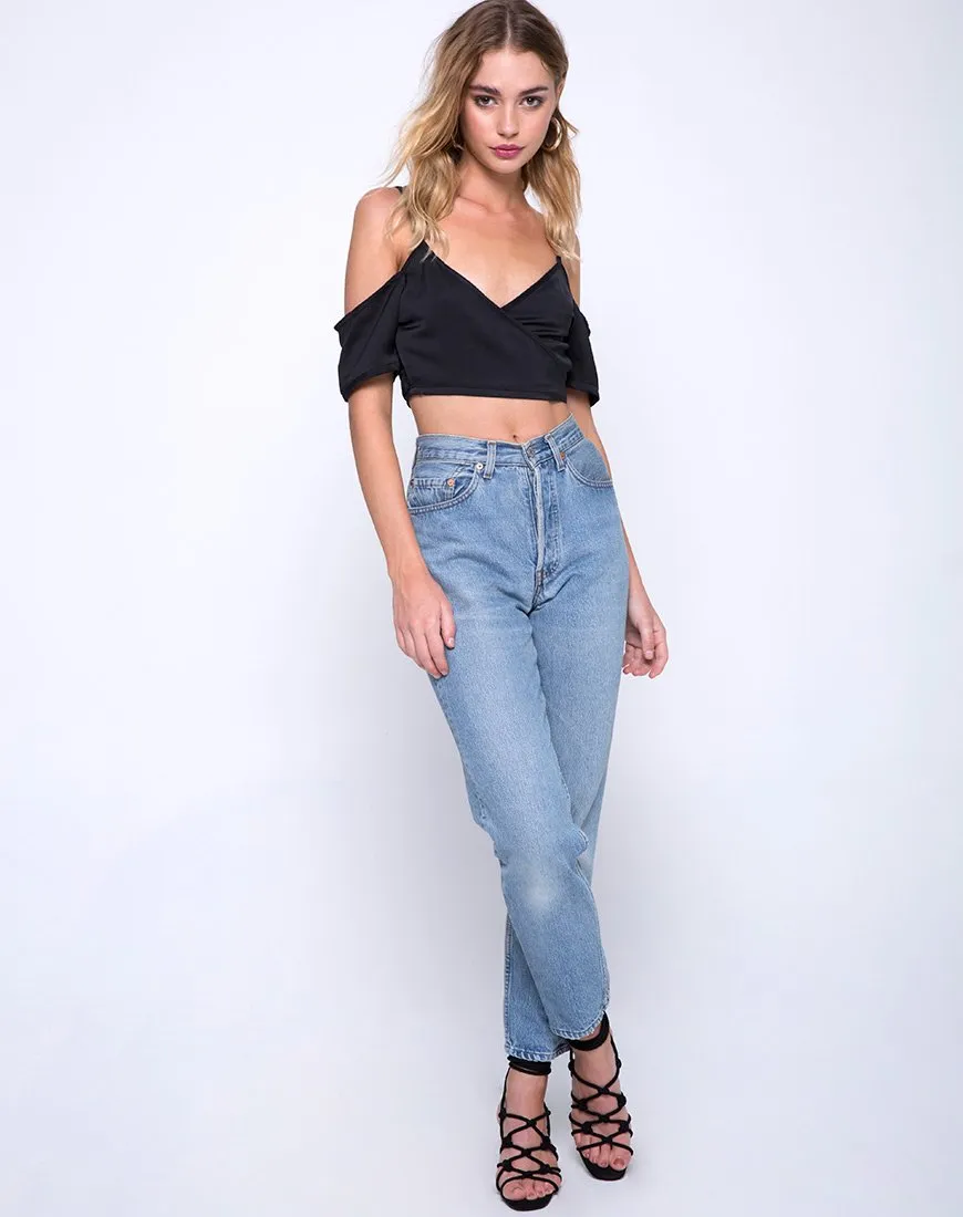 Renta Cold Shoulder Top in Satin Black