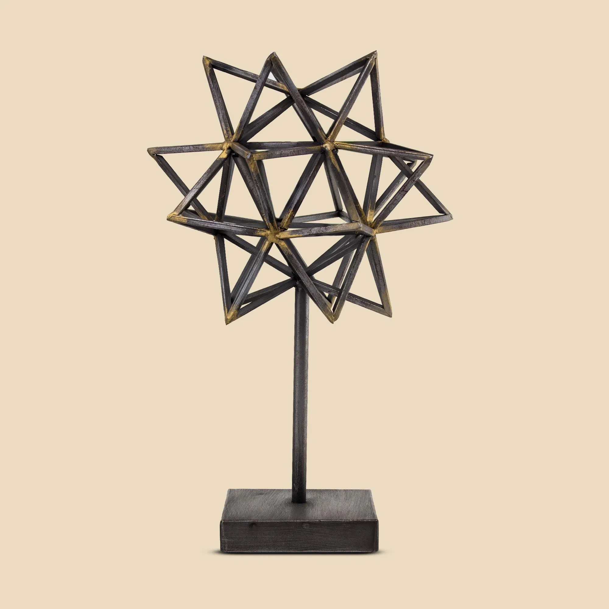 Rustic Metal Star Figurine on Stand