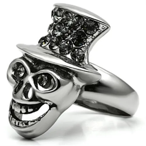 Stainless Steel Ring Top GRD Crystal Black Diamond TK605 for Women Style High