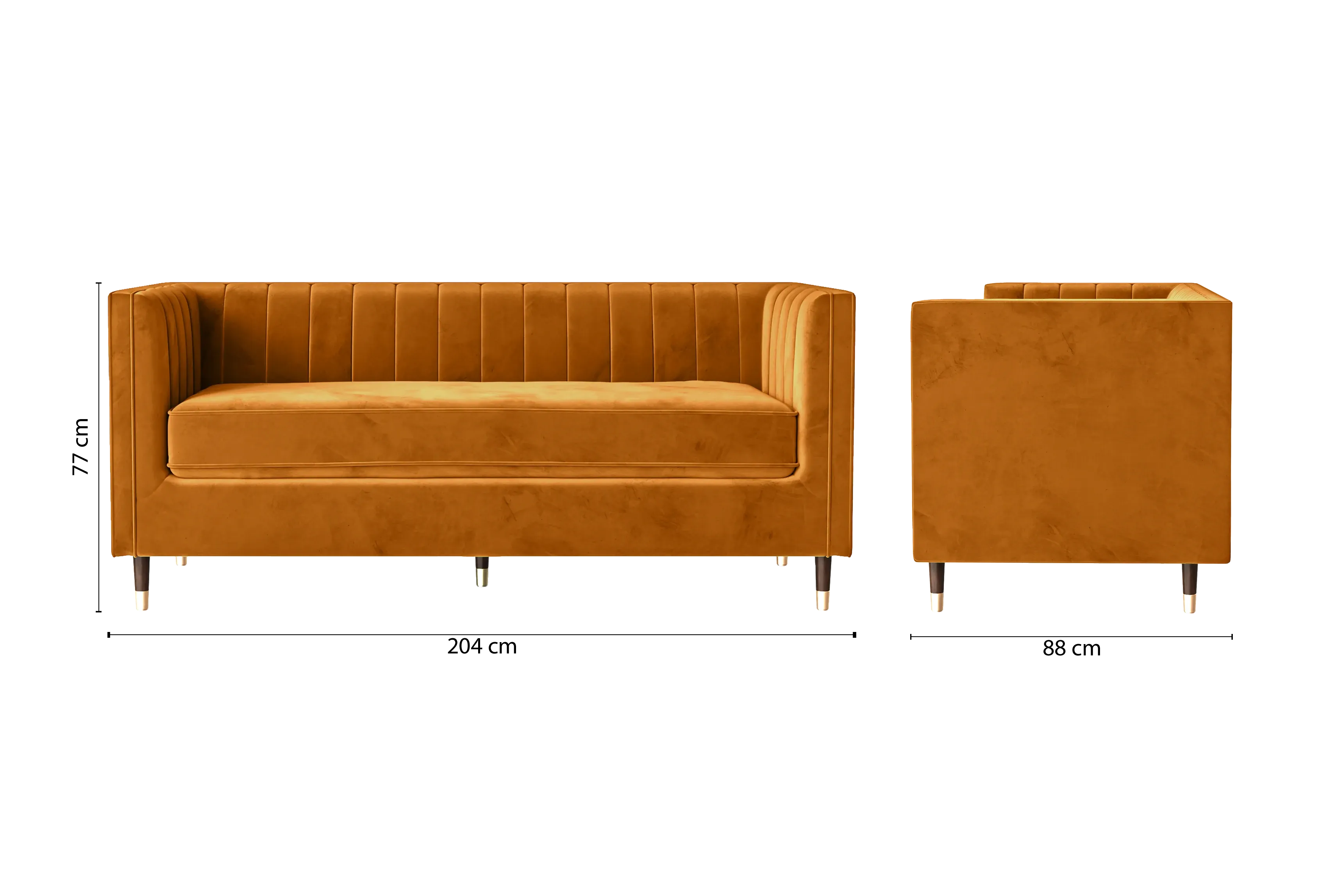 Tivoli 3 Seater Sofa Gold Velvet