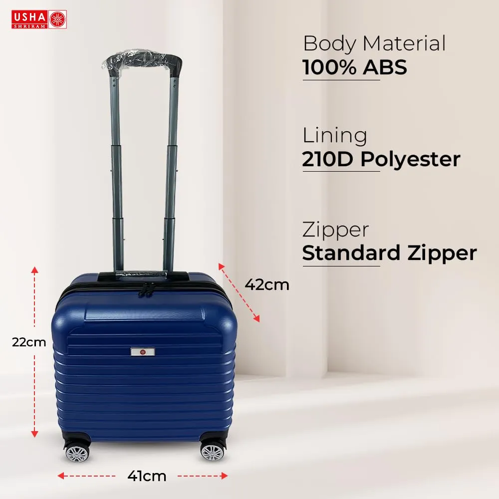 USHA SHRIRAM Abs(16 Inch) Hard Shell Luggage Bag Trolley Suitcase For Travel Small Travel Luggage For Unisex 360 Degree Spinner Wheel Travel Bags For Luggage Trolley Carry On Suitcase (Blue)